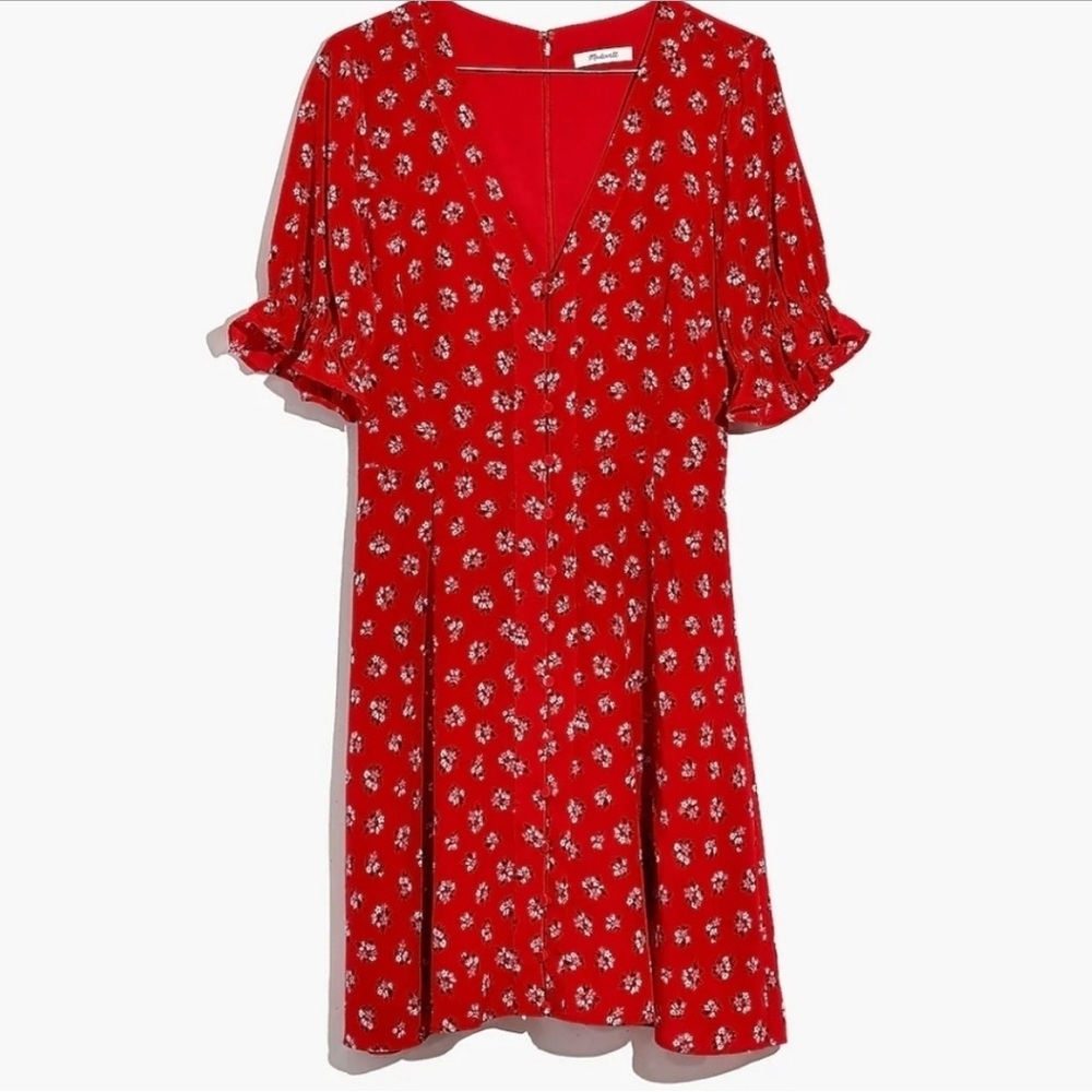 Madewell Red Floral Midi Dress
